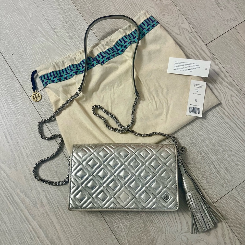 Tory Burch wallet on a chain